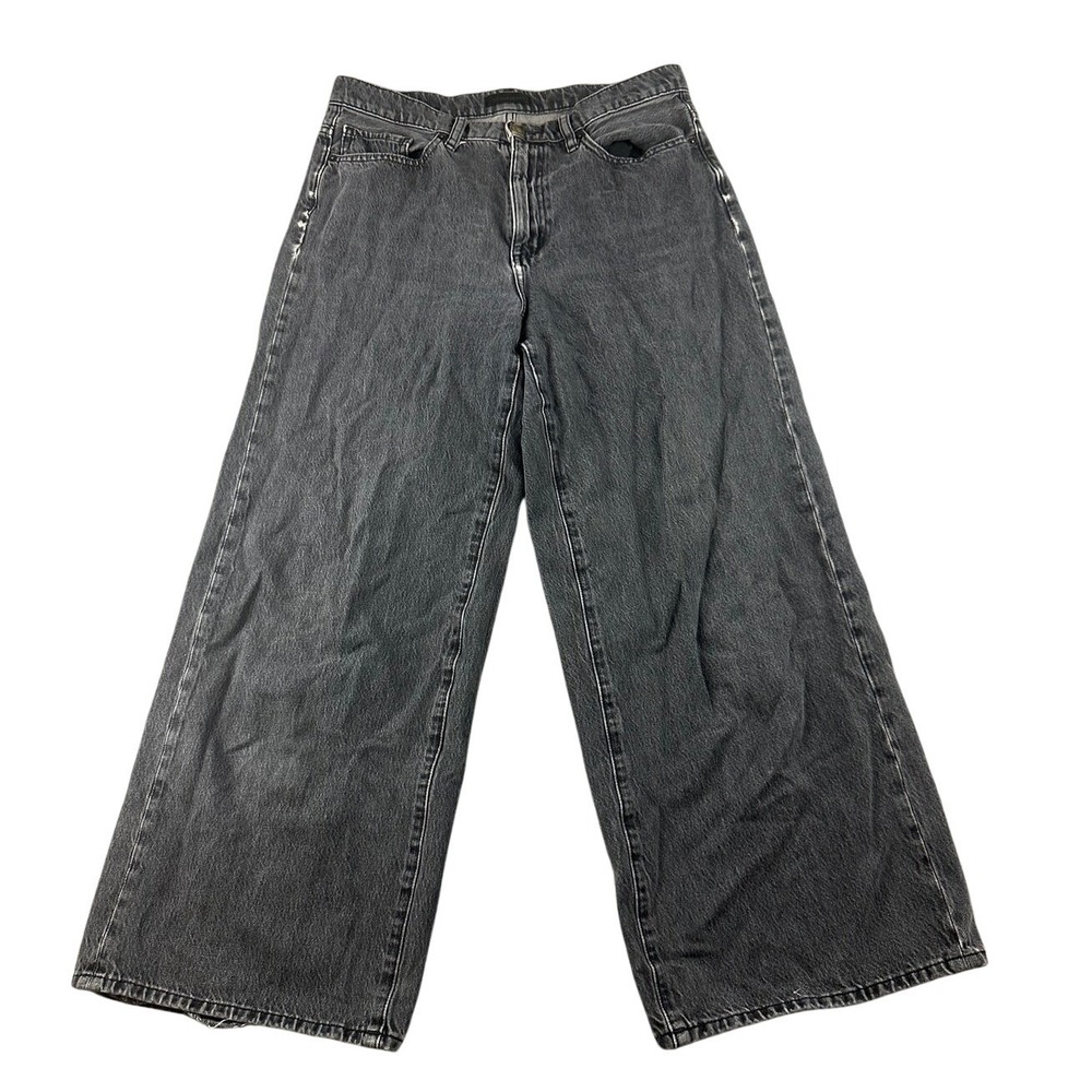 Uniqlo Jeans Women 29 Black High Rise Wide Relaxed Denim Streetwear Urban 406355